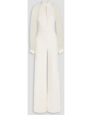 Safiyaa Jumpsuit aus crêpe mit organzaeinsätzen - Weiß