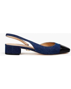 Veronica Beard Cecile Leather And Denim Slingback Court Shoes - Blue
