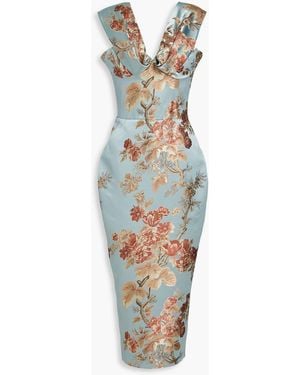 Rasario Off-the-shoulder Jacquard Midi Dress - Blue