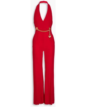 Moschino Chain-embellished Crepe Halterneck Jumpsuit - Red