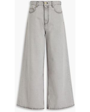 Ganni Hoch sitzende jeans mit weitem bein - Grau