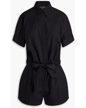 Rag & Bone Playsuit aus baumwolle mit falten und stickereien - Schwarz