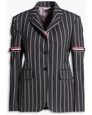 Thom Browne Striped Wool Blazer - Black