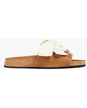 Zimmermann Bow-detailed Leather And Suede Slides - White