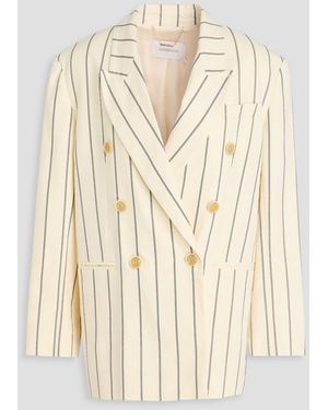 Zimmermann Double-breasted Striped Linen-blend Blazer - Natural
