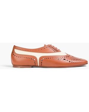 Zimmermann Eliot Laser-Cut Leather And Canvas Oxford Shoes - Pink