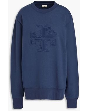 Tory Burch French Cotton-terry Sweatshirt - Blue