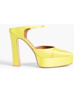 Malone Souliers Uma Satin Platform Mules - Yellow