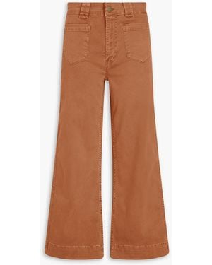 FRAME Cropped Cotton-blend Twill Straight-leg Trousers - Brown