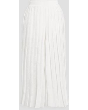 Balmain Pleated Jacquard-Knit Culottes - White