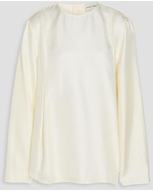 Loulou de Saison Adalyn Pleated Silk-twill Top - White