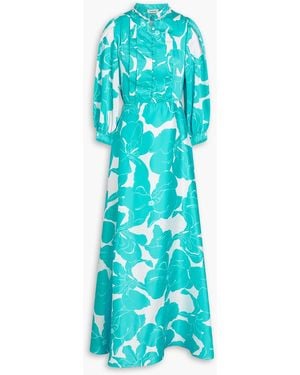 Sandro Crystal-embellished Floral-print Twill Maxi Dress - Blue
