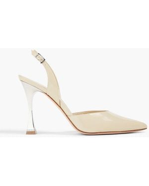 Gina Robyn Crystal-embellished Patent-leather Slingback Pumps - White