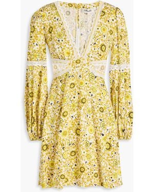 Diane von Furstenberg Kimmie minikleid aus twill mit print und cut-outs - Gelb