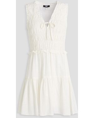 PAIGE Shirred Linen-blend Gauze Mini Dress - White