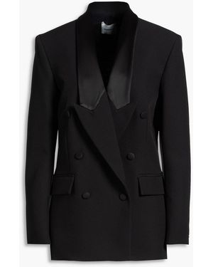 Coperni Double-Breasted Satin-Trimmed Crepe Blazer - Black