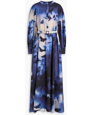 Zuhair Murad Printed Cotton-poplin Maxi Dress - Blue
