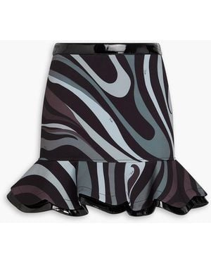 PUCCI Fluted Printed Crepe Mini Skirt - Black