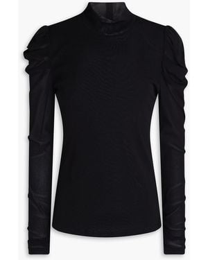 Diane von Furstenberg Remy Ruched Mesh Top - Black