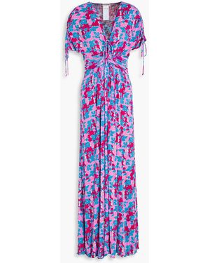 Diane von Furstenberg Charlotte bedrucktes midikleid aus stretch-tüll mit raffung - Lila