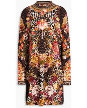 CAMILLA Printed Jersey Mini Dress - Orange
