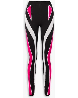Balmain Striped Stretch-Jacquard Leggings - Black