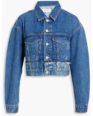 SLVRLAKE Denim Re-work Cropped Frayed Denim Jacket - Blue