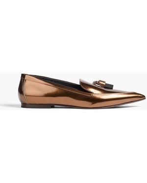 Brunello Cucinelli Bead-Embellished Patent-Leather Loafers - White