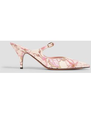 Zimmermann Floral-Print Canvas Mules - Pink