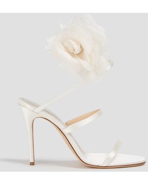 Magda Butrym Floral-Appliquéd Satin Sandals - White