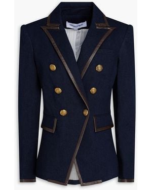 Veronica Beard Miller Dickey Double-Breasted Denim Blazer - Blue