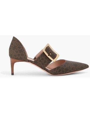 Bally Jessye 55 Buckled Logo-Print Court Shoes - Brown