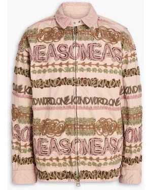 Sacai Embroidered Cotton-Twill Jacket - Pink