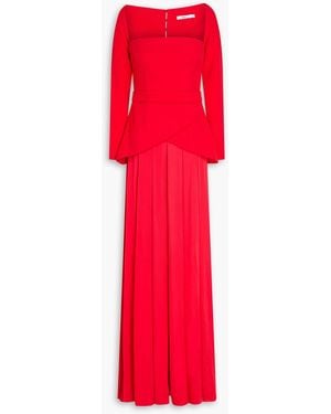 Safiyaa Desta Belted Layered Crepe Peplum Gown