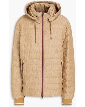 Herno Quilted Linen Hooded Down Jacket - Natural