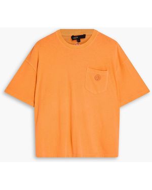 Maje Embroidered Cotton-Jersey T-Shirt - Orange