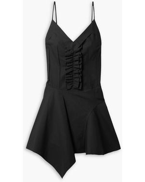 Commission Ruffled Panelled Cotton-poplin Mini Dress - Black