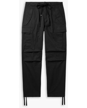 Tom Ford New Enzyme Straight-Leg Cotton-Twill Drawstring Cargo Trousers - Black