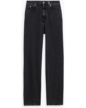 McQueen Faded High-Rise Straight-Leg Jeans - Black