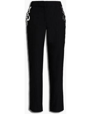 Rabanne Embellished Wool-Crepe Straight-Leg Pants - Black