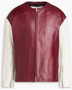 Jil Sander Two-Tone Leather Jacket - Red