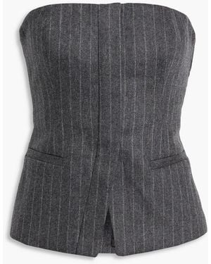A.L.C. Renee Strapless Pinstriped Wool-Blend Flannel Top - Gray