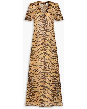 Zimmermann Tiger-print Silk Maxi Dress - Metallic