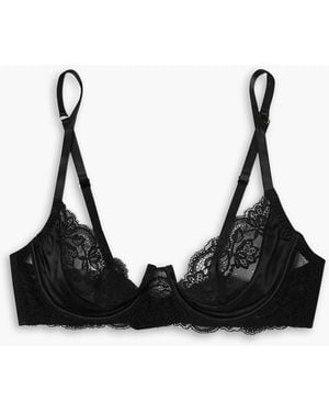Coco De Mer Seraphine tief ausgeschnittener bügel-bh aus satin aus einer seidenmischung und spitze - Schwarz