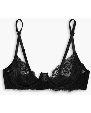 Coco De Mer Seraphine tief ausgeschnittener bügel-bh aus satin aus einer seidenmischung und spitze - Schwarz