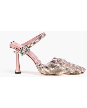 Benedetta Bruzziches Elena Crystal-Embellished Satin Mules - Pink