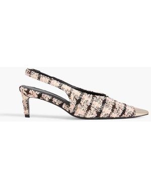 Anine Bing Nina Tweed Slingback Pumps - Pink
