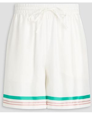 CASABLANCA Striped Silk-Twill Drawstring Shorts - White