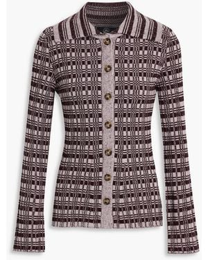 CORDOVA Chalet Checked Ribbed Merino Wool Cardigan - Pink