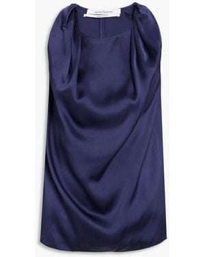 Another Tomorrow Twisted Satin Top - Blue